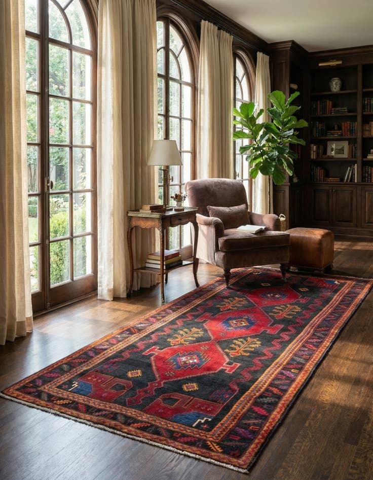 Detail image of 5' x 10' 4 Hamedan Runner Rug