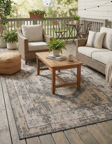 6' x 9' Easy-Clean Traditional Indoor / Outdoor Rug