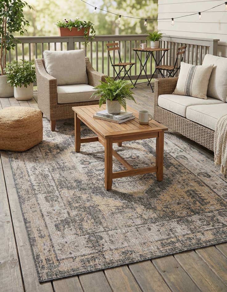 Detail image of 6' x 9'  Washable Traditional Indoor / Outdoor Rug