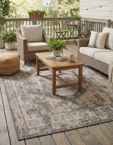 6' x 9' Easy-Clean Traditional Indoor / Outdoor Rug