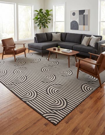 13' x 13' Easy-Clean Modern Indoor / Outdoor Square Rug