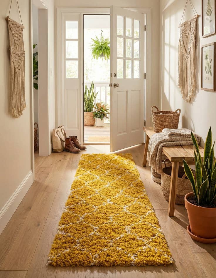 Detail image of  2' x 5' Lattice Shag Runner Rug