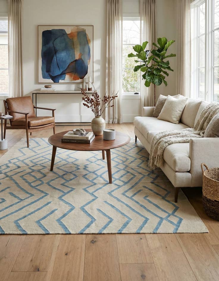 Detail image of 6' 3 x 7' 8  Hand Woven Kilim Modern Wool Rug