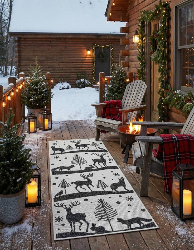 Detail image of 2' x 5' 3 Easy-Clean Holiday Indoor / Outdoor Runner Rug