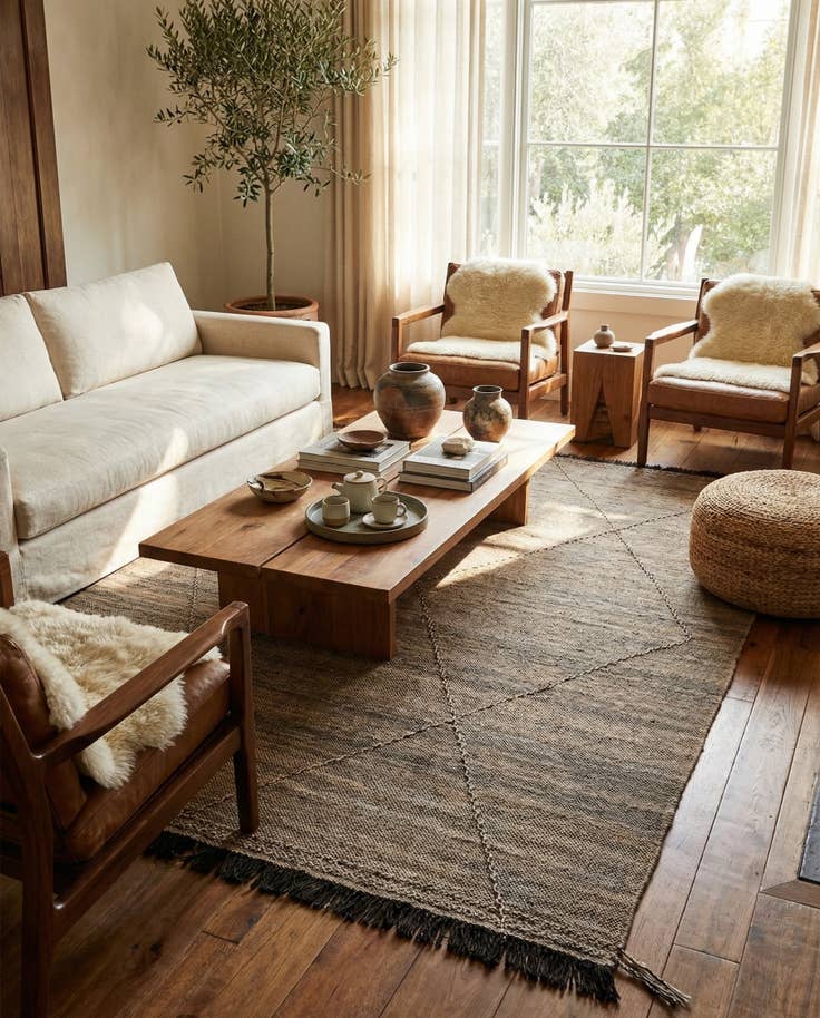 Detail image of 6' 10 x 9' 6 Hand Knotted Moroccan Wool Rug