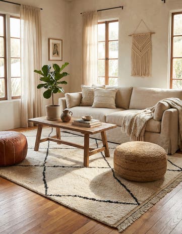 5' 2 x 7' 5 Hand Knotted Moroccan Wool Rug