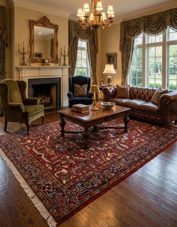 5' 6 x 7' 9 Hand Knotted Heriz Persian Wool Rug