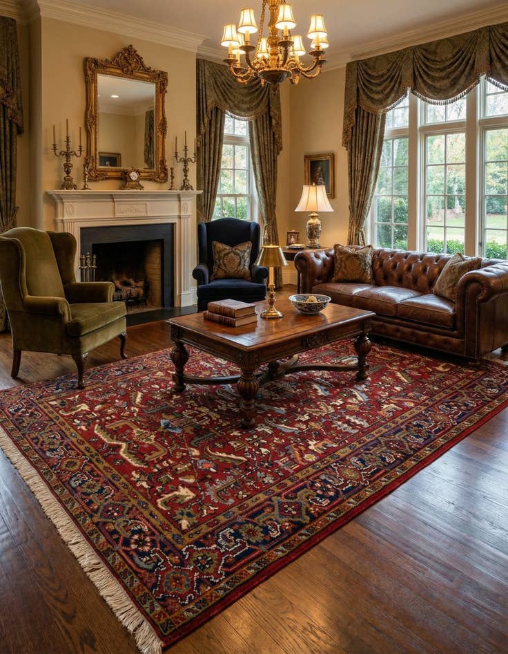 Detail image of  5' 6 x 7' 9  Hand Knotted Heriz Persian Wool Rug