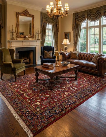 5' 6 x 7' 9 Hand Knotted Heriz Persian Wool Rug