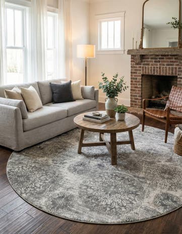 Light Gray Monte Carlo Round Rug
