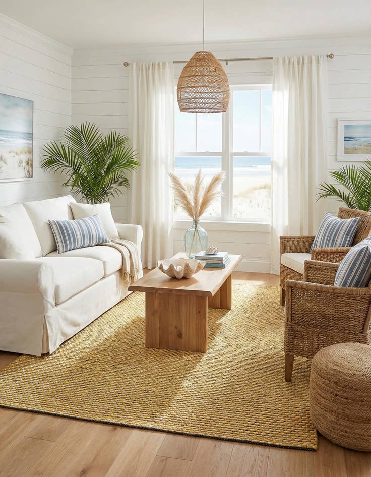 Detail image of 6' 1 x 9'  Hand Woven Seaside Pearl Jute Rug