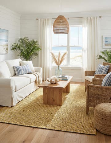 6' 1 x 9' Hand Woven Seaside Pearl Jute Rug