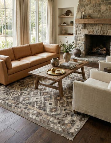 6' 1 x 8' 1 Hand Woven Kilim Maymana Wool Rug
