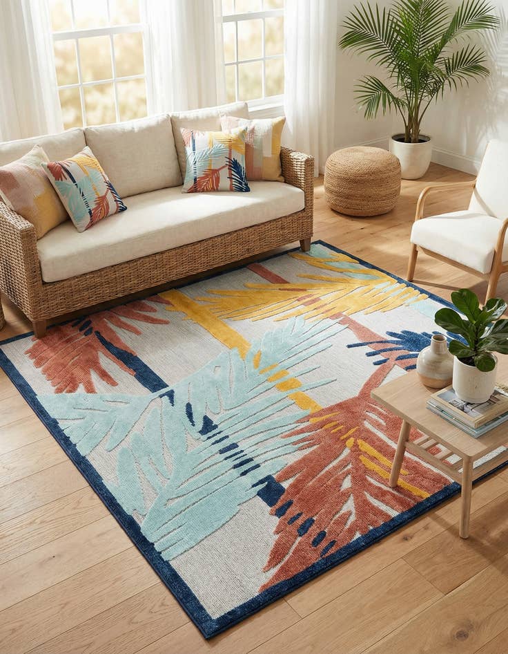 Detail image of 7' 10 x 7' 10  Washable Belize Indoor / Outdoor Square Rug