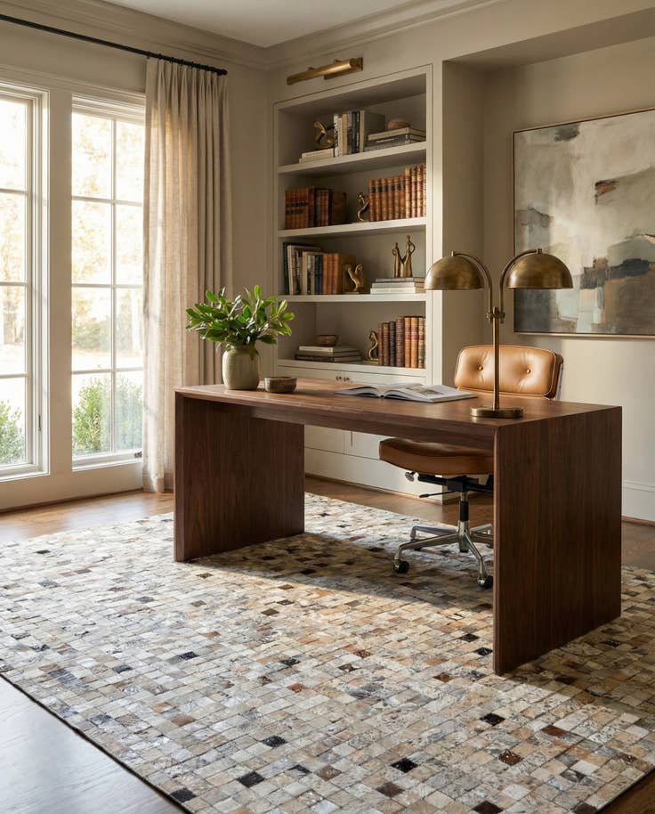 Detail image of 5' 3 x 7' 5 Cowhide Stocks Rug