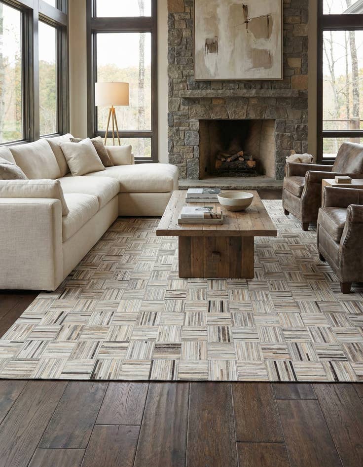 Detail image of 8' x 9' 9 Cowhide Leather Rug