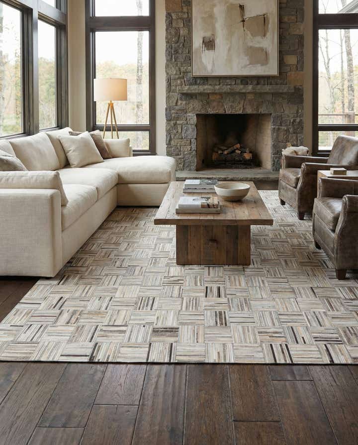 8' x 9' 9 Cowhide Leather Rug