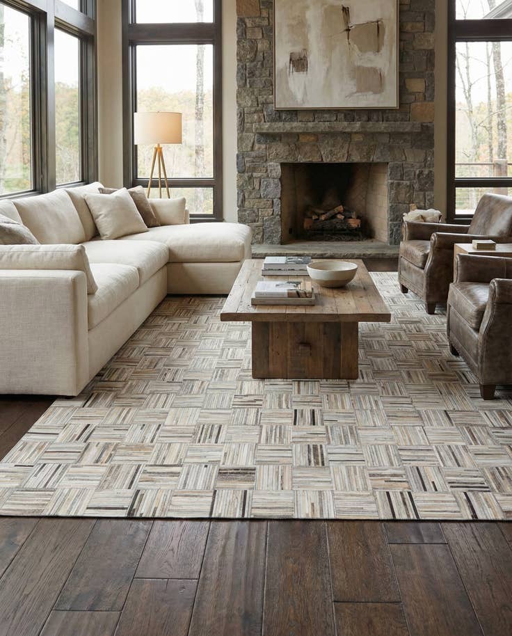 Detail image of 8' x 9' 9 Cowhide Leather Rug