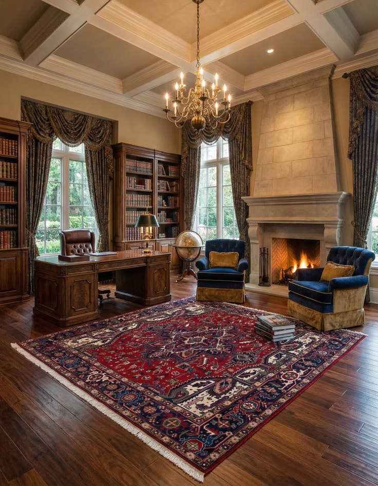 Detail image of 8' 3 x 8' 3 Heriz Wool Square Rug