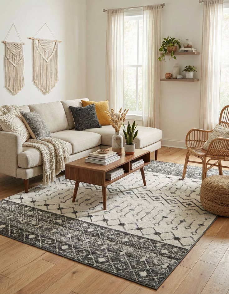 Detail image of 6' x 9' Moroccan Trellis Rug