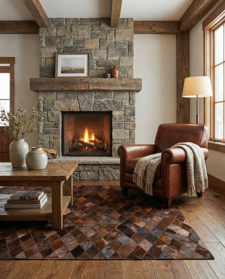 Detail image of 4' 1 x 5' 11 Cowhide Stocks Rug