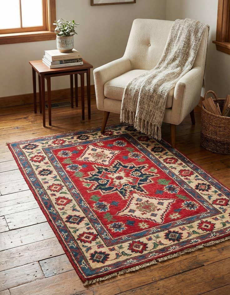 Detail image of 2' 8 x 4' 2  Hand Knotted Kazak Rug