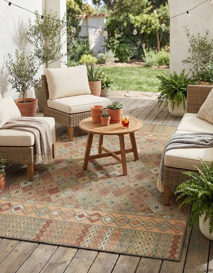 Detail image of  5' 3 x 7' 7  Washable Baja Indoor / Outdoor Rug