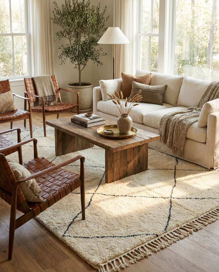 7' x 10' 2 Hand Knotted Moroccan Wool Rug