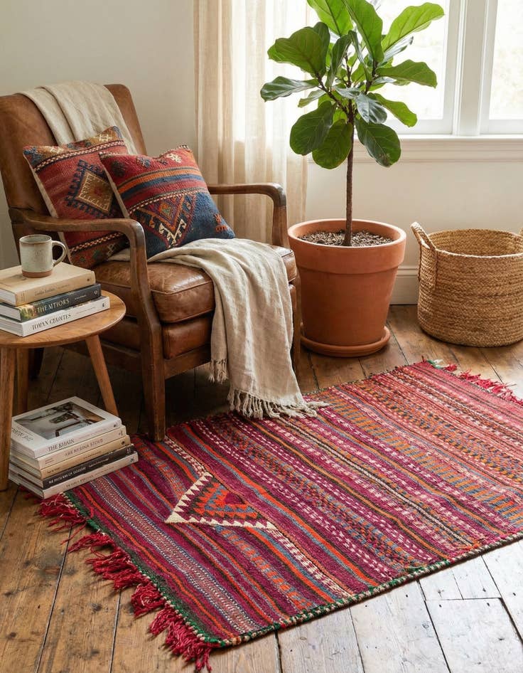 Detail image of 3' 2 x 4'  Hand Woven Kilim Fars Wool Rug