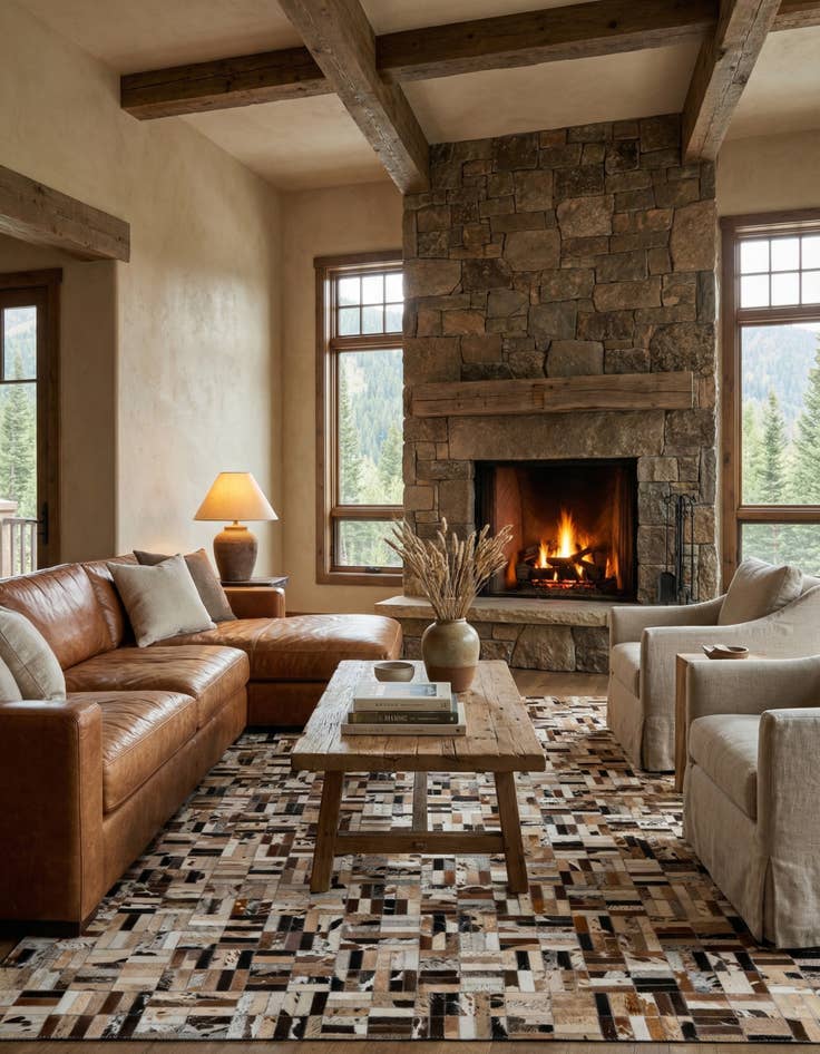 Detail image of  5' x 8' Cowhide - Patchwork Rug