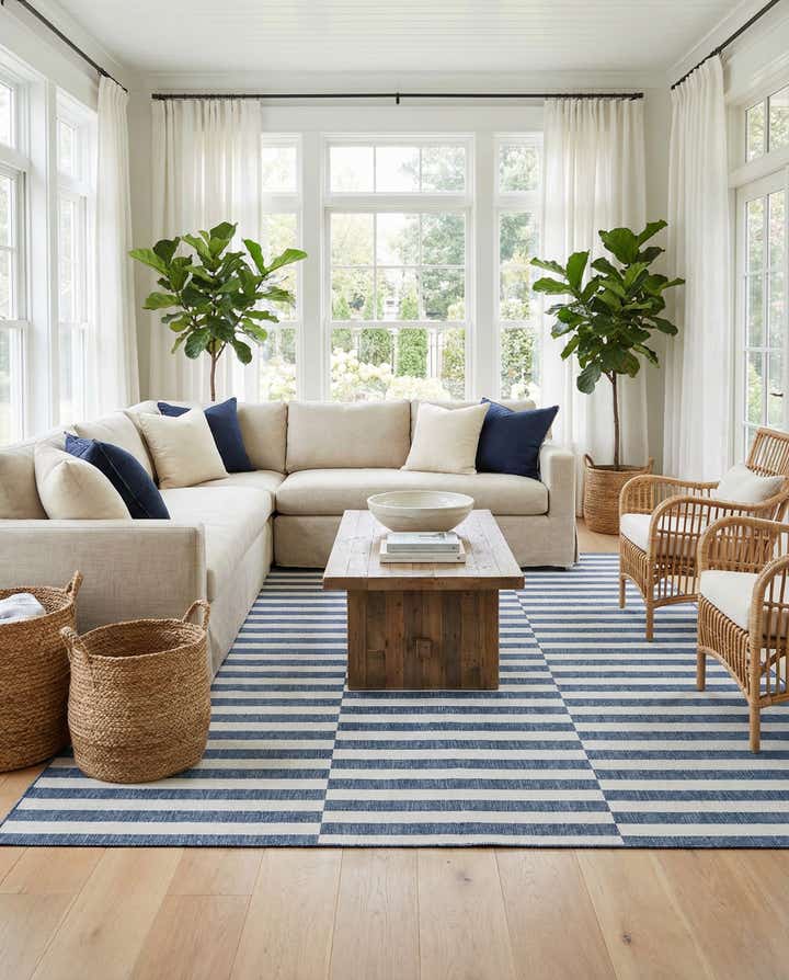 10' x 14' Easy-Clean Striped Indoor / Outdoor Rug