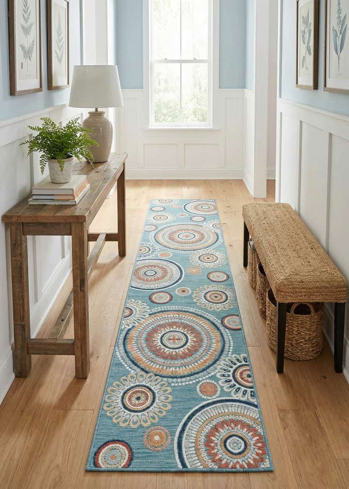 2' 7 x 12' Easy-Clean Botanical Indoor / Outdoor Runner Rug