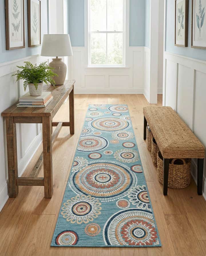 2' 7 x 12' Easy-Clean Botanical Indoor / Outdoor Runner Rug