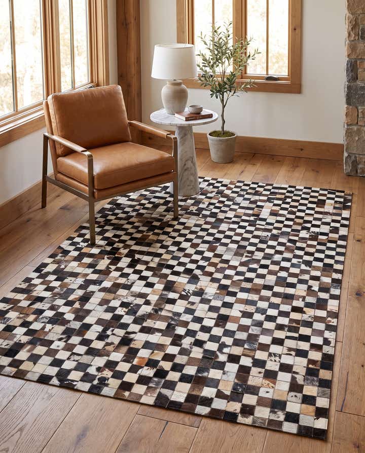 5' 1 x 8' 2 Cowhide Leather Rug