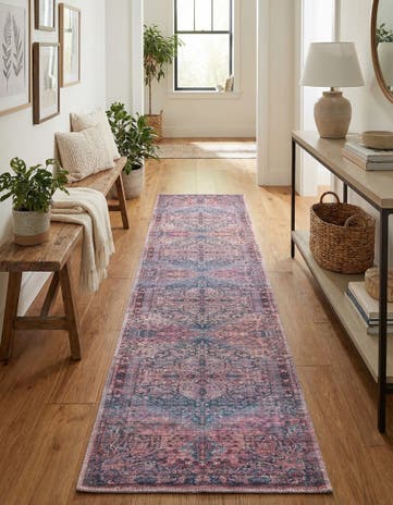 Antique Rust Red Washable Maahru Runner Rug