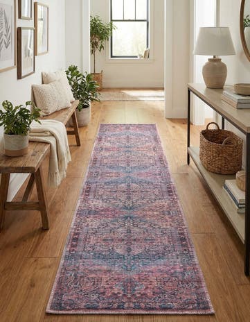 Antique Rust Red Washable Maahru Runner Rug