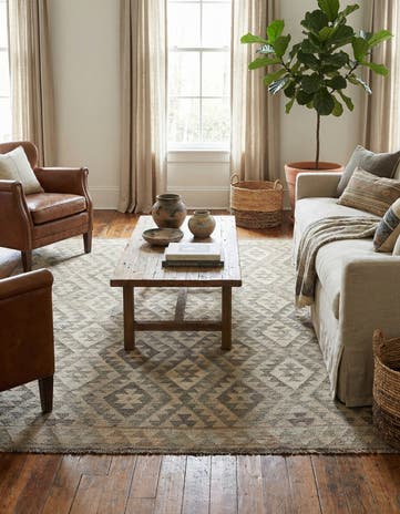 5' 4 x 6' 6 Hand Woven Kilim Maymana Wool Rug