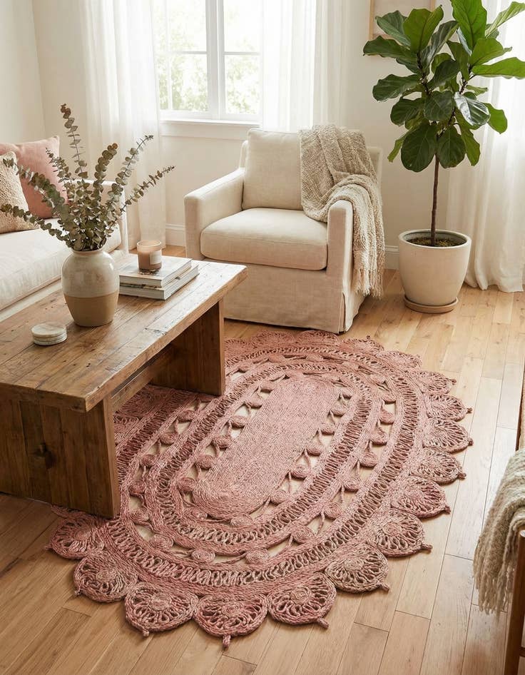 Detail image of  4' 1 x 6' 1  Hand Braided Jute Oval Rug