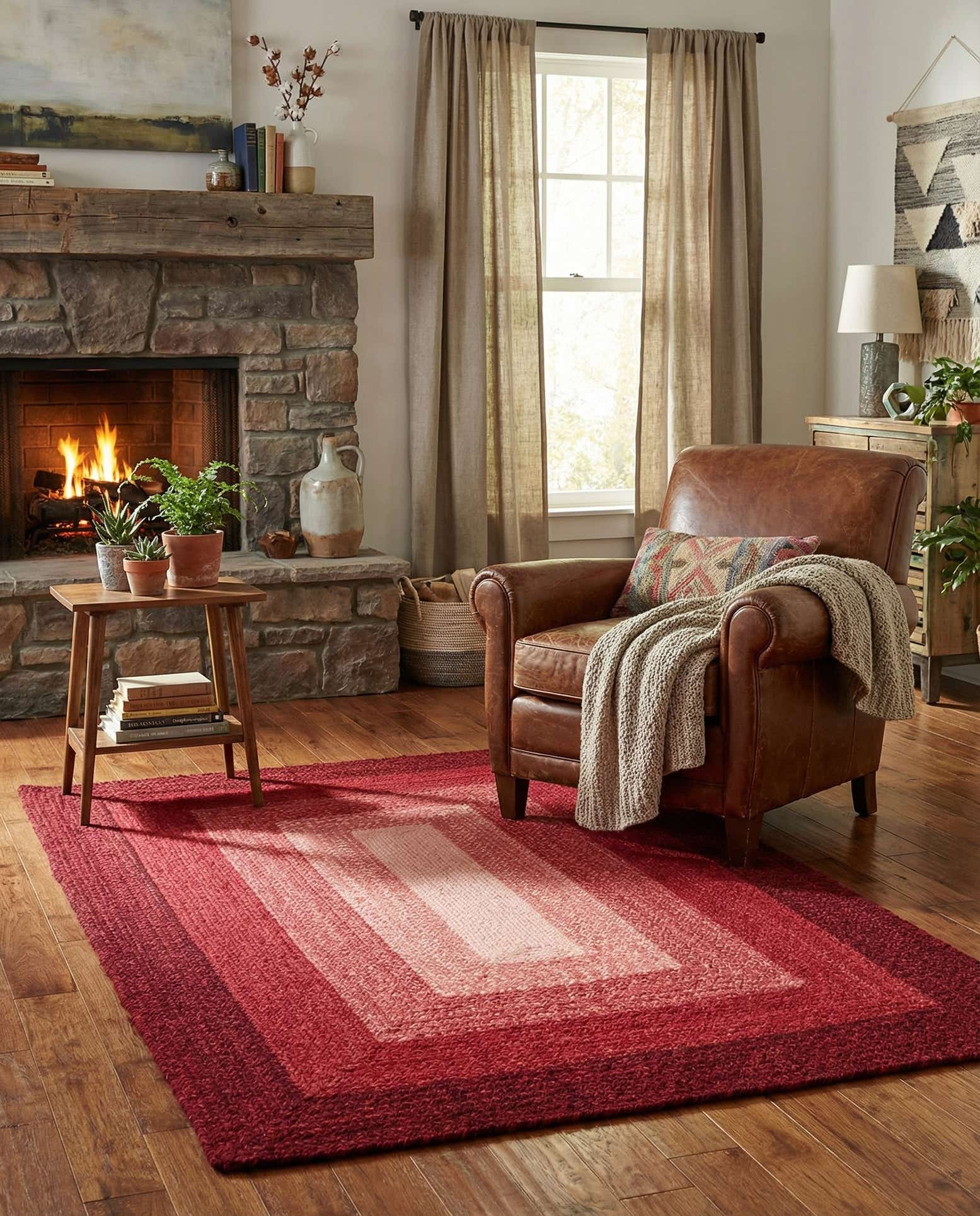 4' 1 x 6' 1 Hand Braided Wool Rug