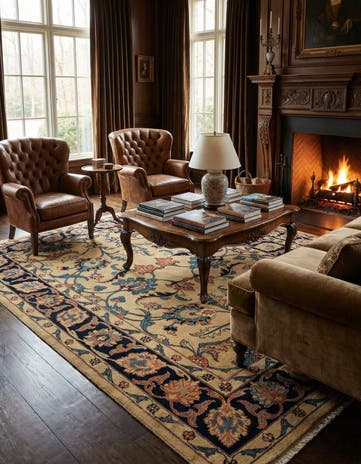 6' 10 x 9' 10 Hand Knotted Sarough Persian Wool Rug