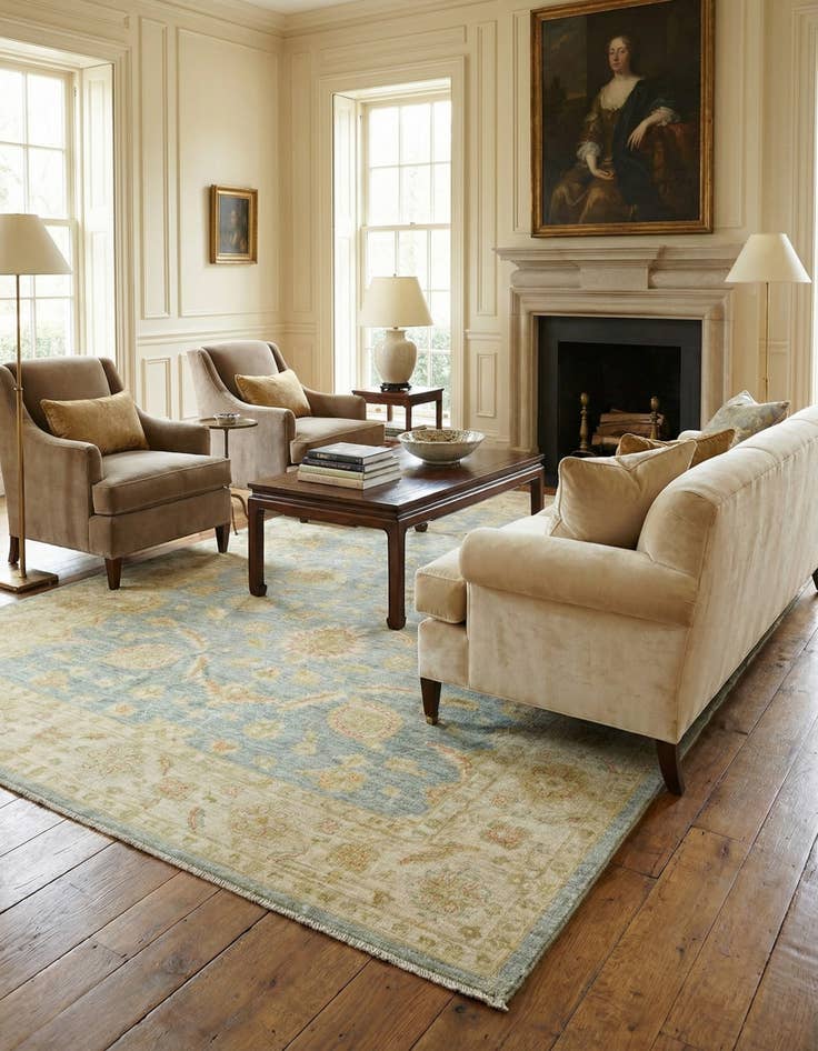 Detail image of  6' 7 x 9' 7  Hand Knotted Peshawar Ziegler Rug