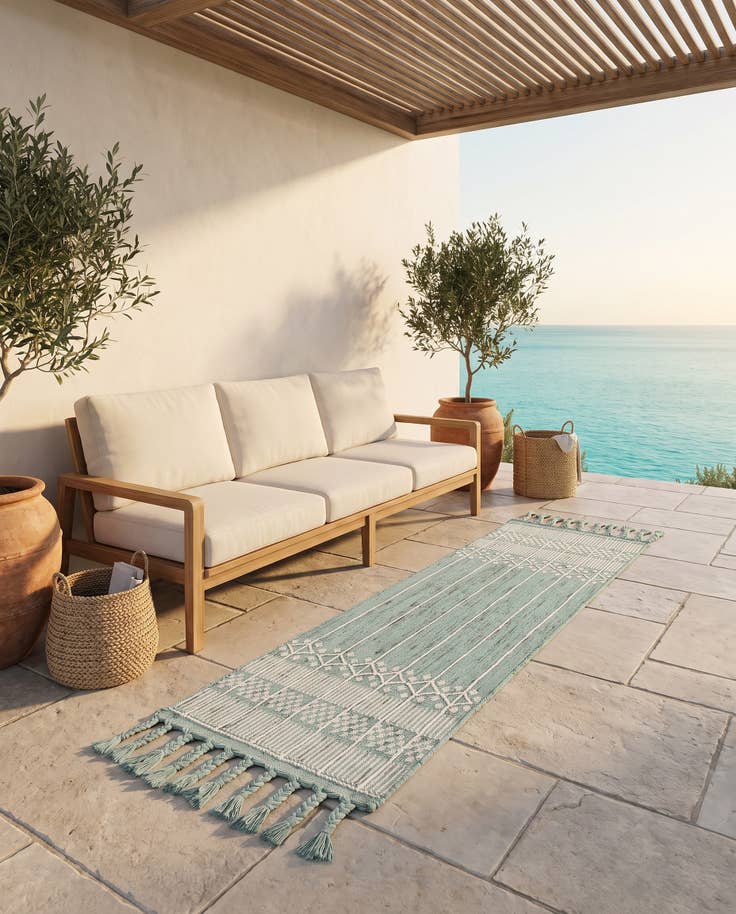 Detailansicht von 65cm x 200cm Leicht zu reinigen Eco Bohemian Innen- / Außenbereich Läufer Teppich