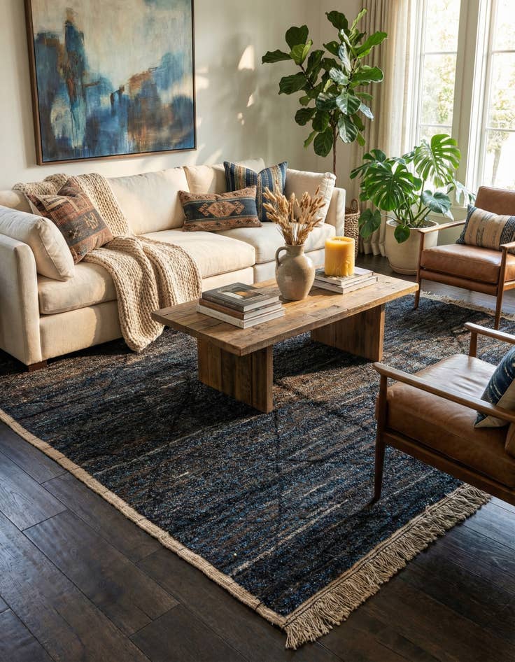 Detail image of 6' 2 x 9' 3  Hand Knotted Moroccan Wool Rug