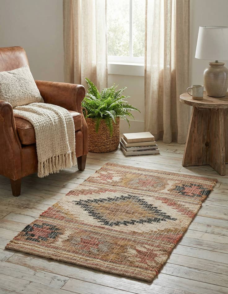 Detail image of  2' x 3' 1  Hand Woven Kilim Jute Rug