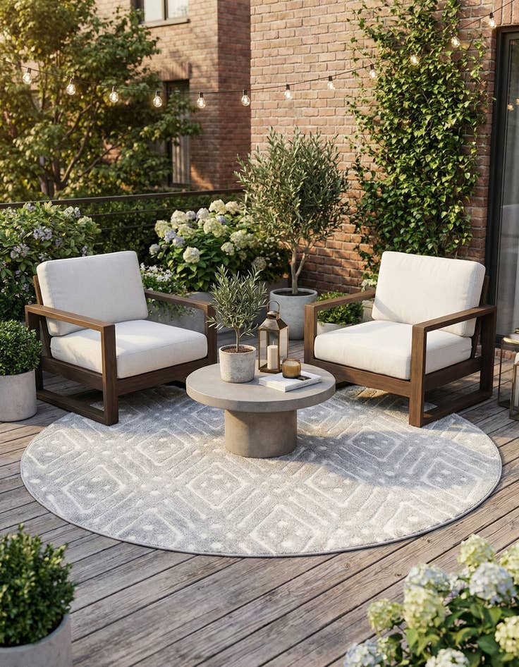 Detail image of 8' x 8' Easy-Clean Sabrina Soto Ella Indoor / Outdoor Round Rug