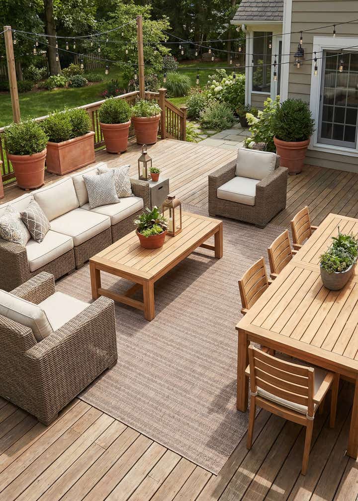 10' x 13' Easy-Clean Striped Indoor / Outdoor Rug