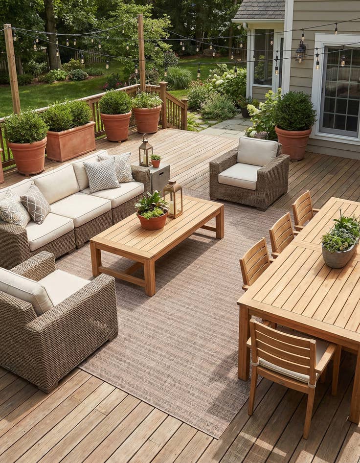 Detail image of 10' x 13' Easy-Clean Striped Indoor / Outdoor Rug