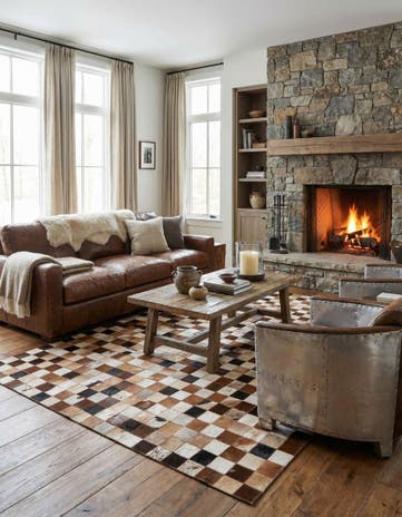 5' x 8' 1 Cowhide Leather Rug
