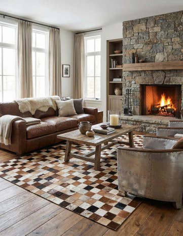 5' x 8' 1 Cowhide Leather Rug