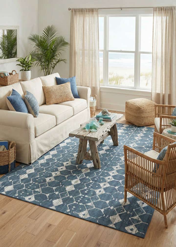 9' x 12' Easy-Clean Trellis Indoor / Outdoor Rug